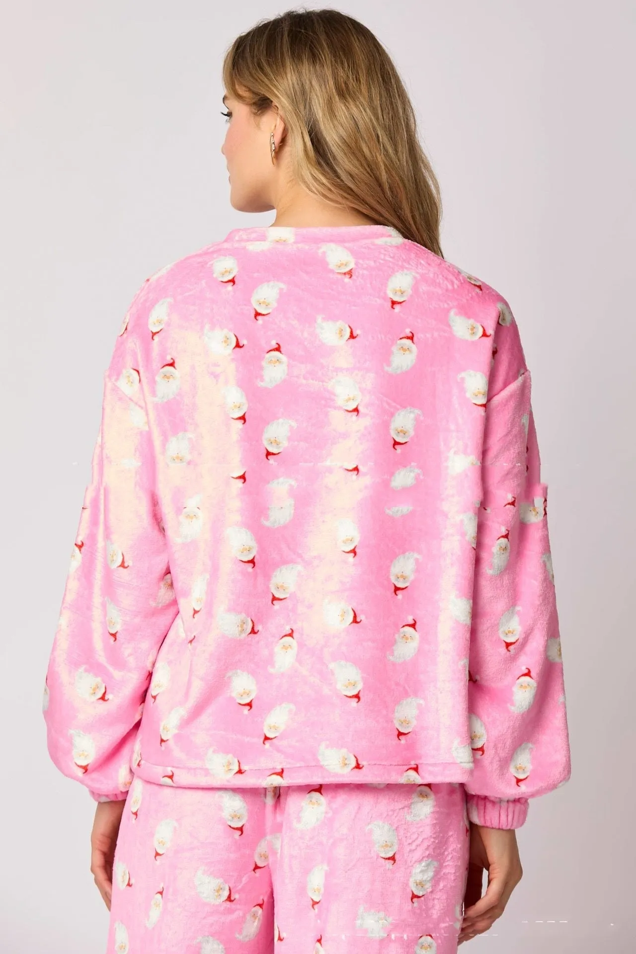 Casual Flannel Pajama Sets For Women 2 Piece Cute Long Sleeve Matching Lounge Shirts Sets Santa Claus Pajamas Homewear
