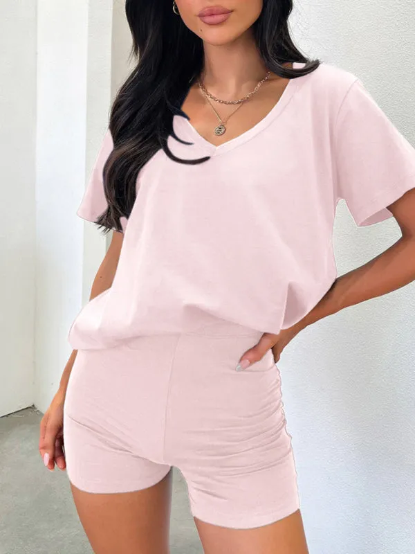 Casual Sporty Set for Women - Shorts & Tee