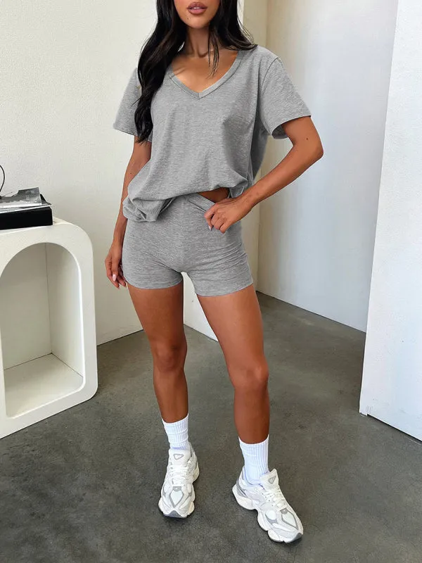Casual Sporty Set for Women - Shorts & Tee