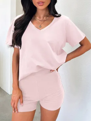 Casual Sporty Set for Women - Shorts & Tee