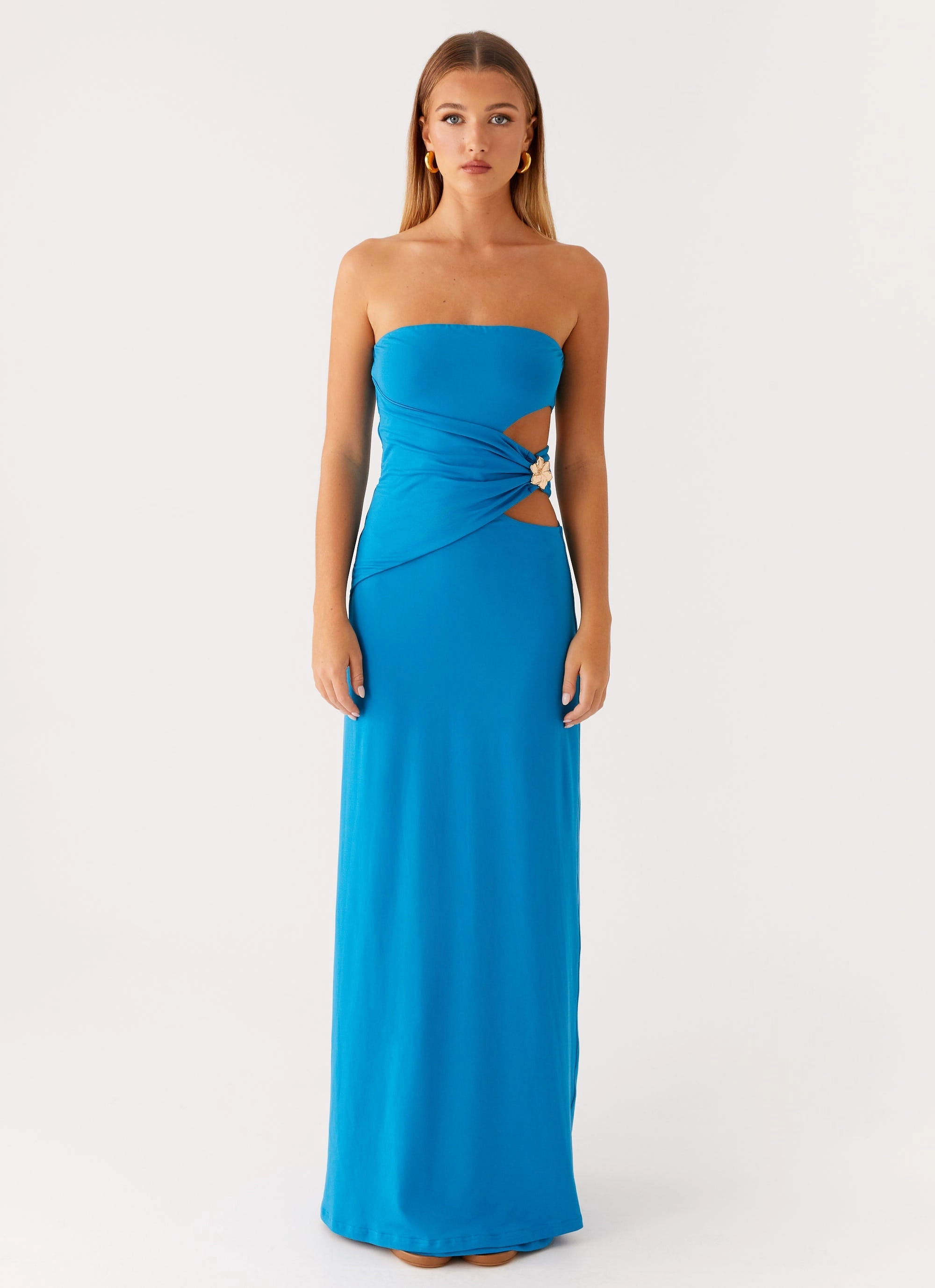 Anetta Maxi Dress - Royal Blue Perfect Fit Collar Accent