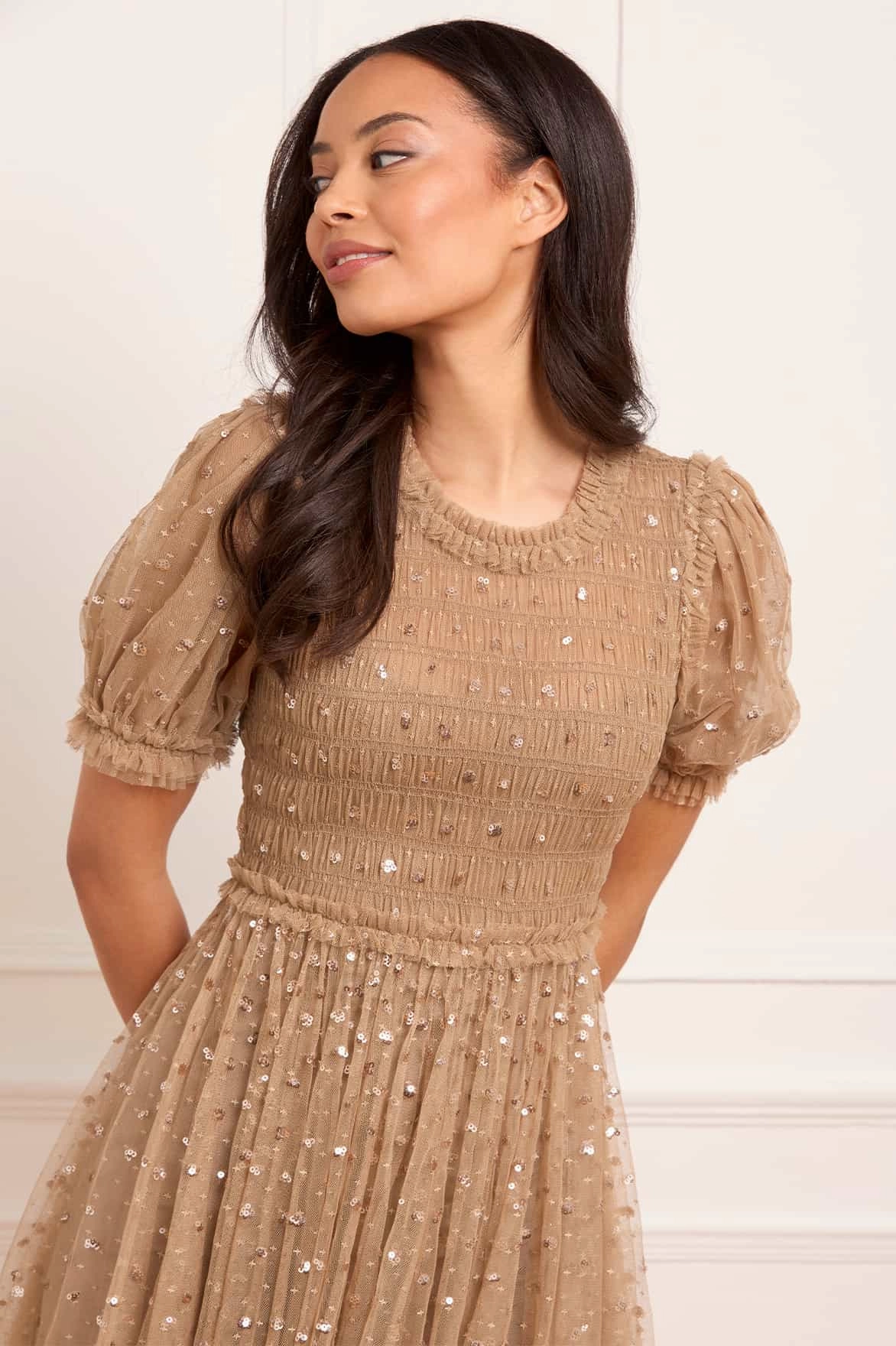 Sequin Giselle Smocked Ballerina Dress Smooth Layering