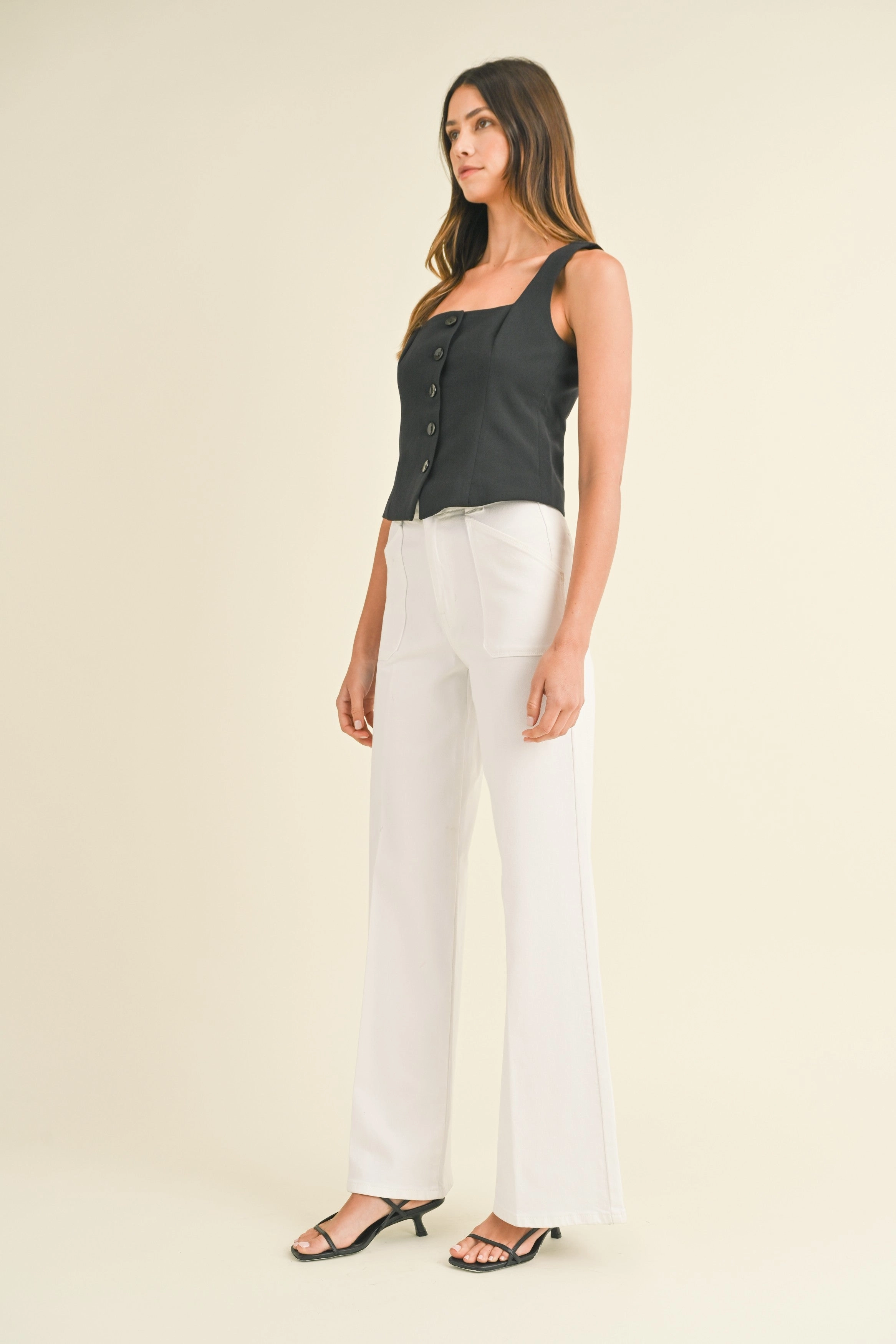 All Season Style Ultra Basic FRANCIA PATCH POCKET WIDE-LEG FLARE JEANS
