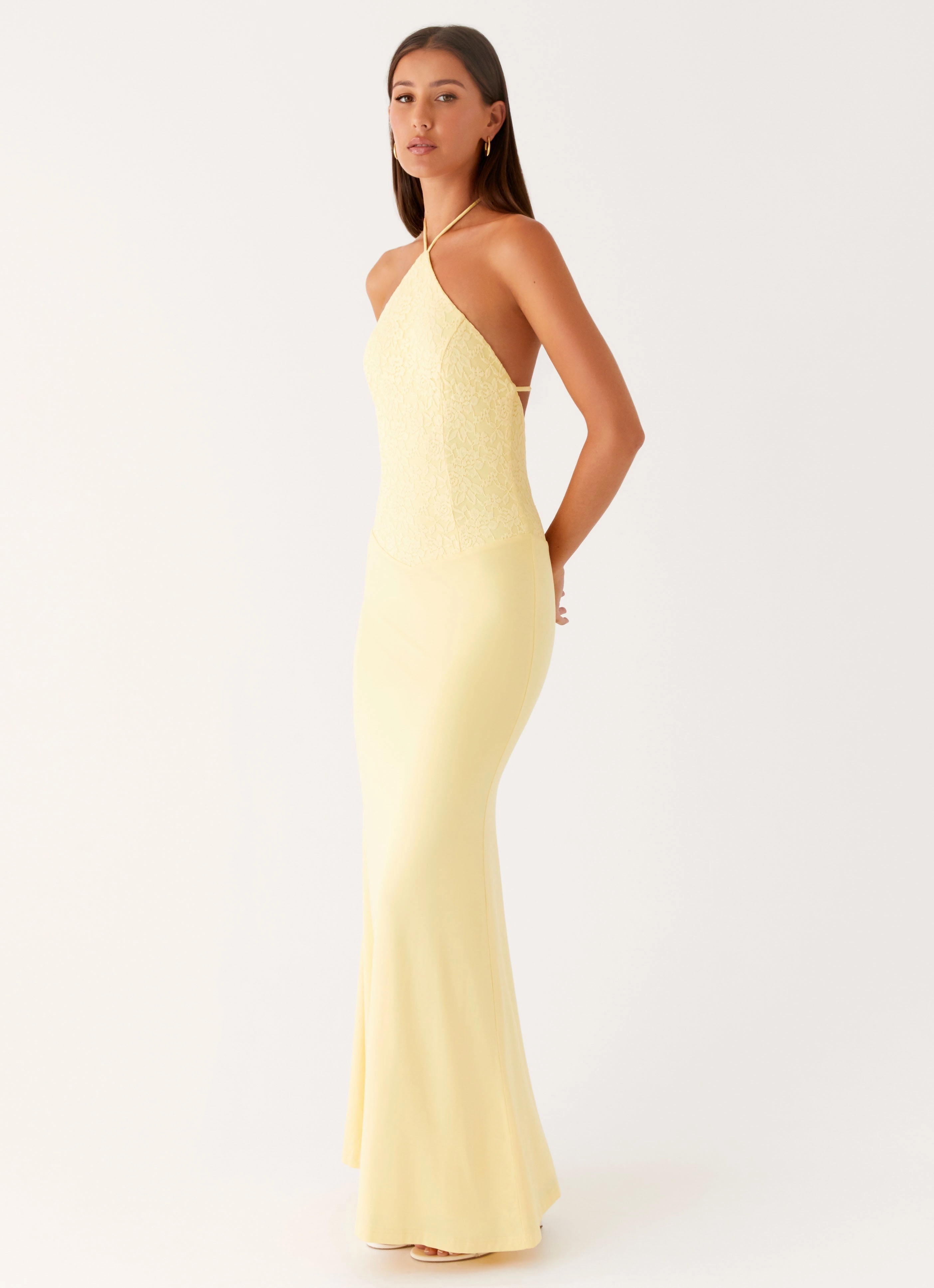 Fiesta Halter Maxi Dress - Sunny Yellow Office Fit
