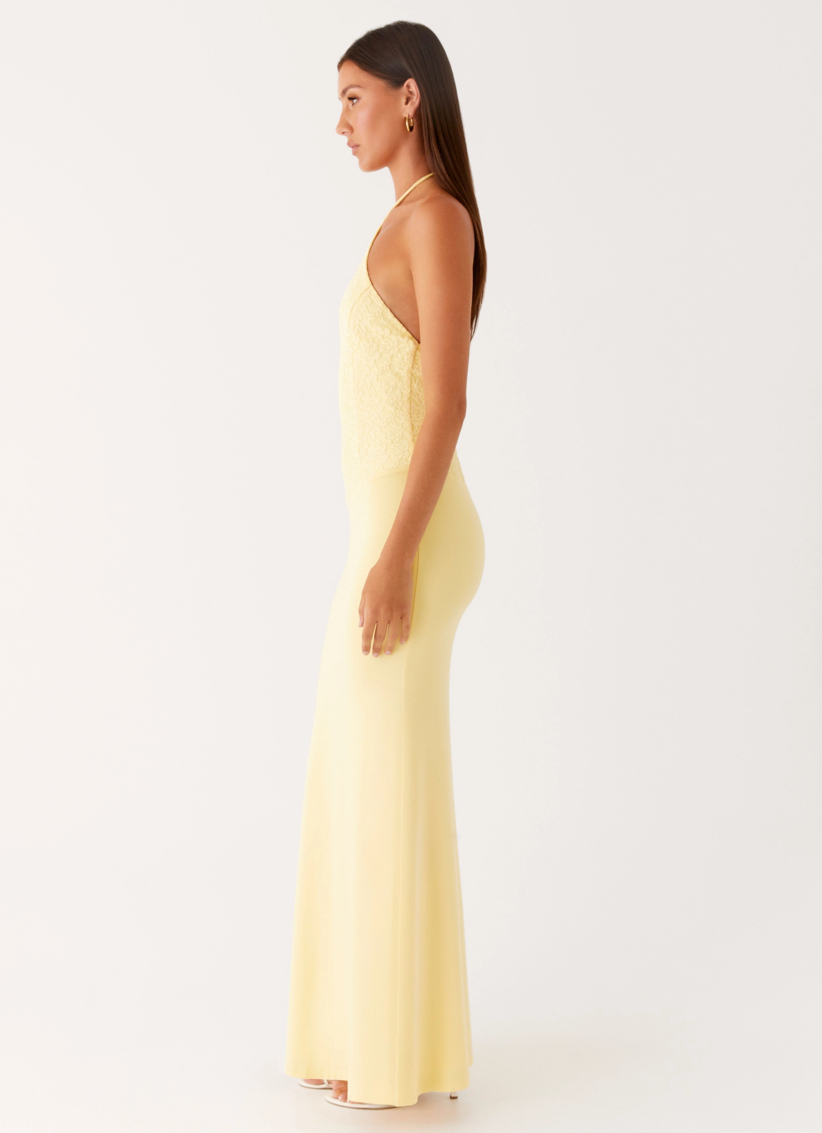Adjustable-Straps Premium Look Fiesta Halter Maxi Dress - Sunny Yellow