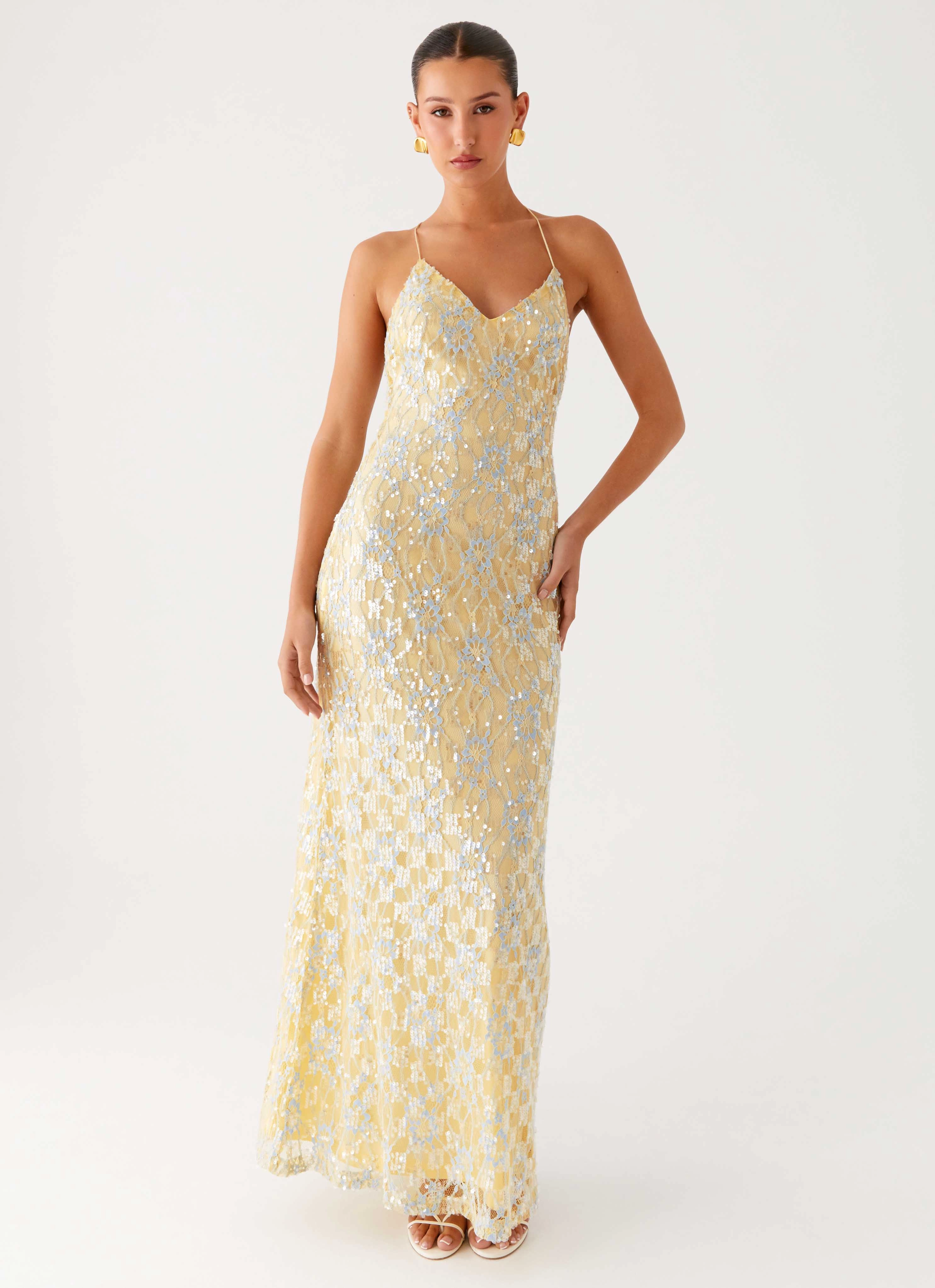 Truly Mine Maxi Dress - Yellow Fall Tone Light Fabric