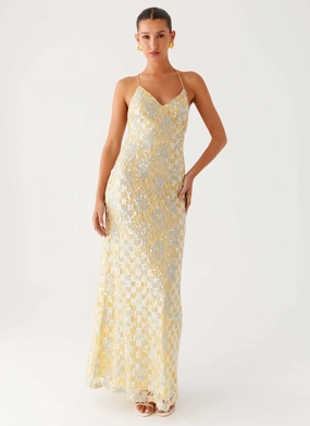 Truly Mine Maxi Dress - Yellow Fall Tone Light Fabric