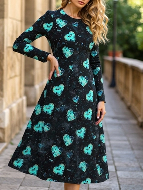 Profile Enhancer Casual new round neck heart dress