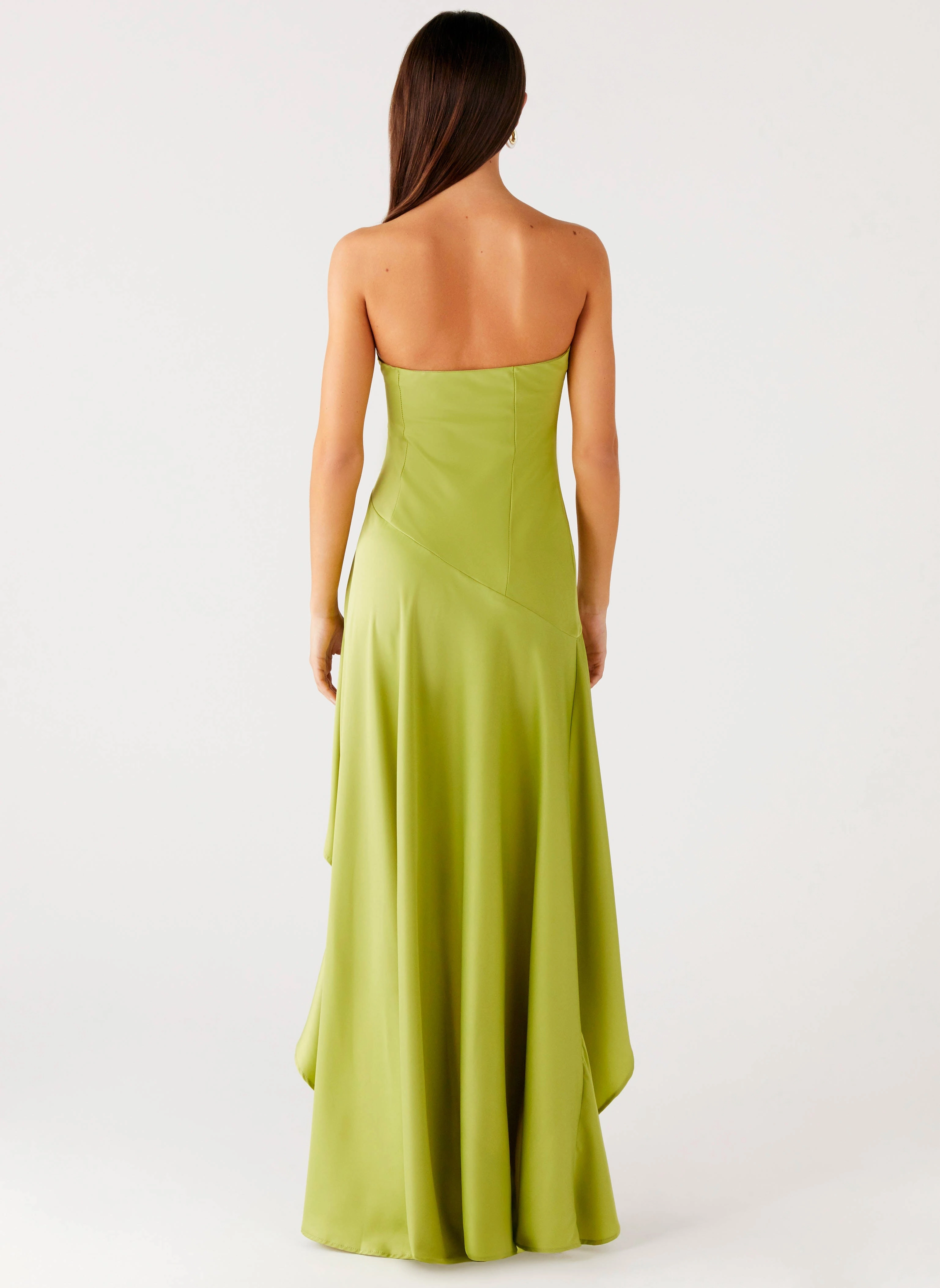 Flattering Shape Design Glossy Fabric Bodie Maxi Dress - Lime