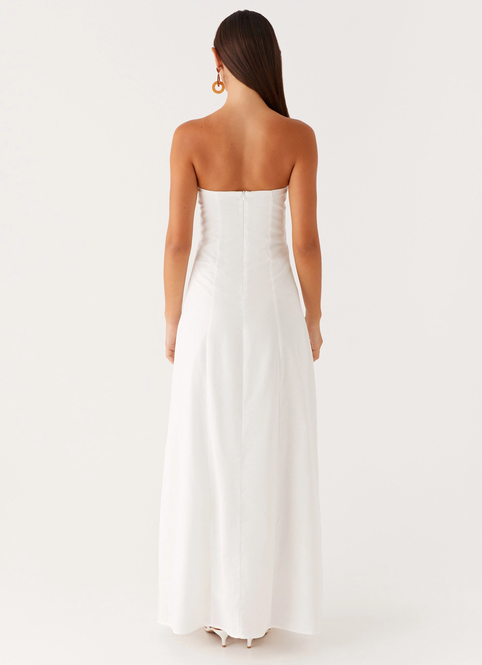 Wrinkle-Free-Finish Short Sleeve Tayla Linen Maxi Dress - White