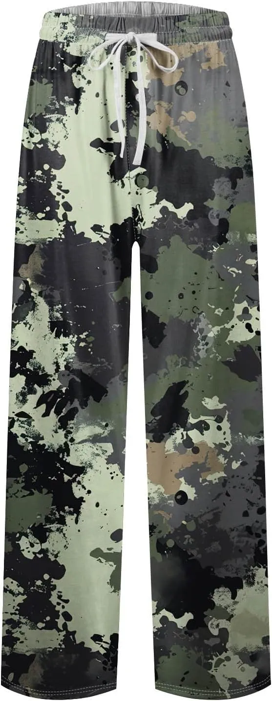Causal Drawstring Pajama Pants For Mens Lightweight Baggy Straight Fit With Pockets Fashion Soft Lounge Sleep Pants