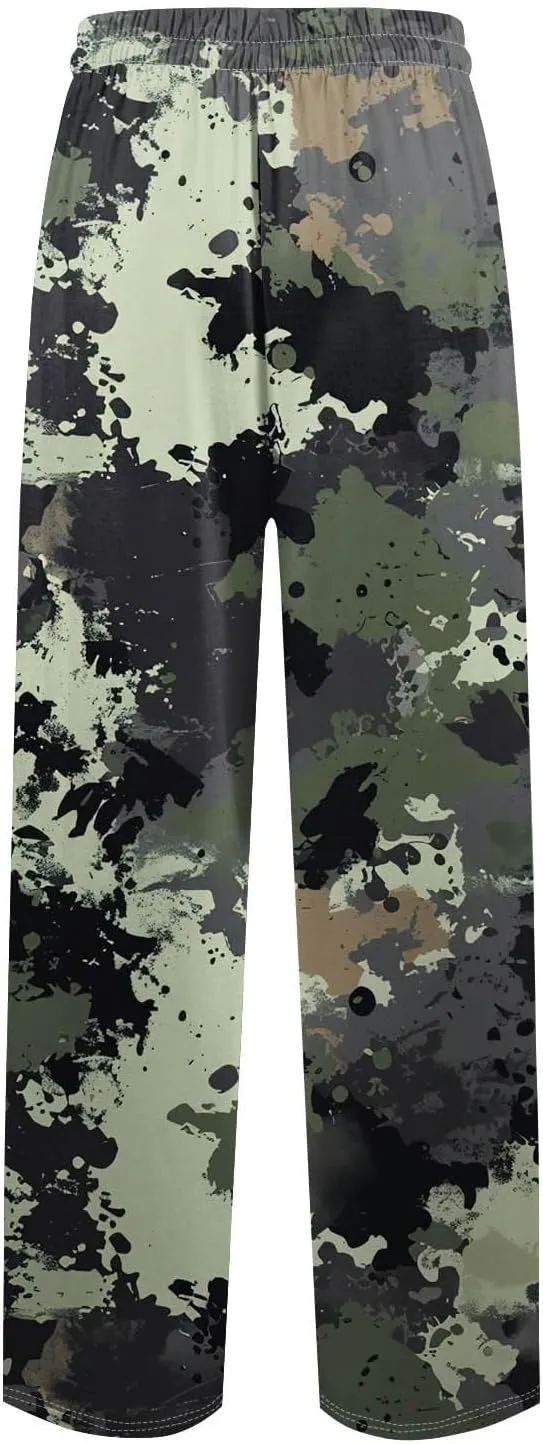 Causal Drawstring Pajama Pants For Mens Lightweight Baggy Straight Fit With Pockets Fashion Soft Lounge Sleep Pants