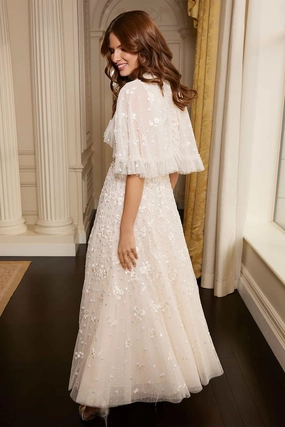 Linen Vibe Dahlia Ditsy Short Cape Ankle Gown