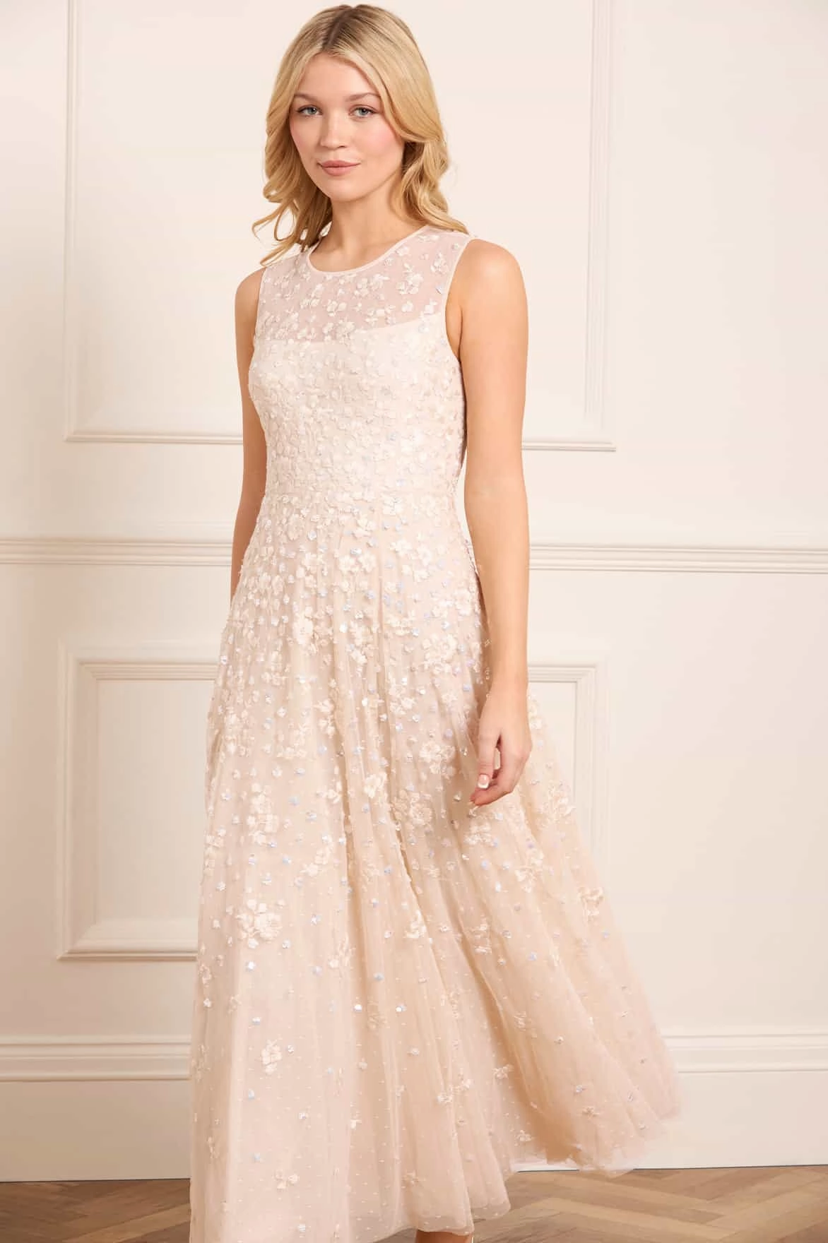Dahlia Ditsy Short Cape Ankle Gown Young Edge
