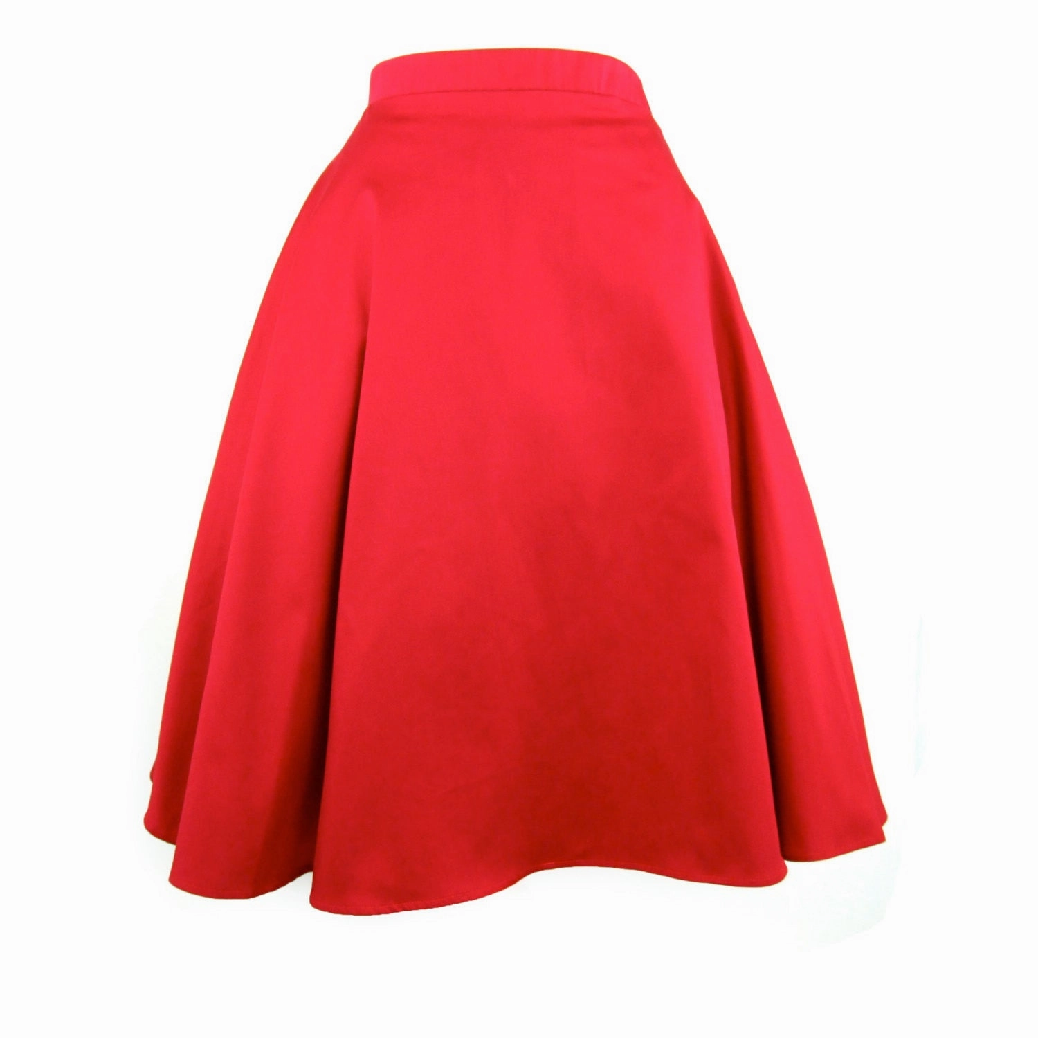 Striped Design Plant Based Material Rockabilly Red Full  Circle  Skirt #FS-R536