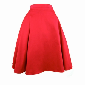 Striped Design Plant Based Material Rockabilly Red Full  Circle  Skirt #FS-R536