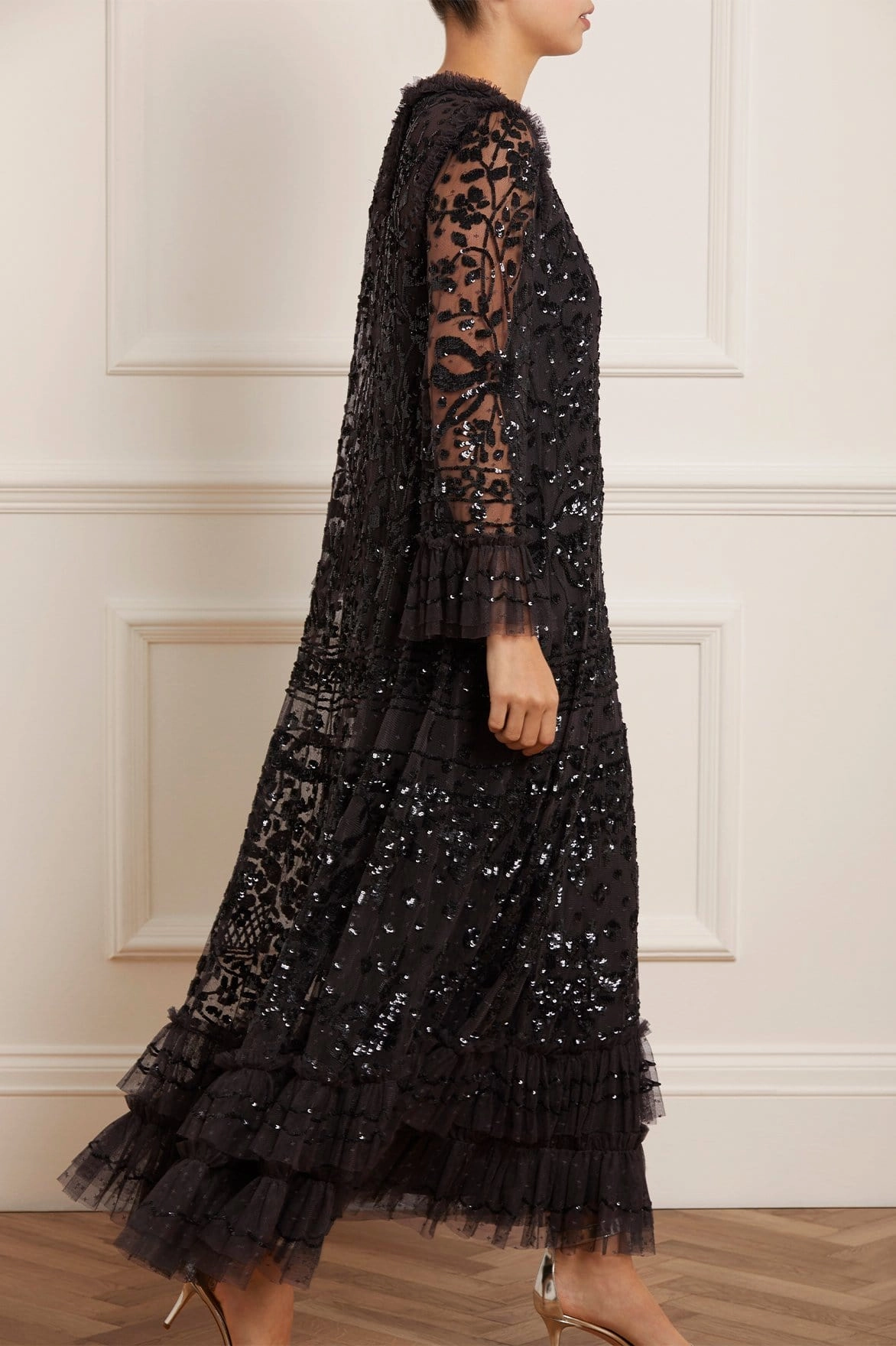Celia Long Sleeve Ankle Gown monochrome Flattering Fit for All