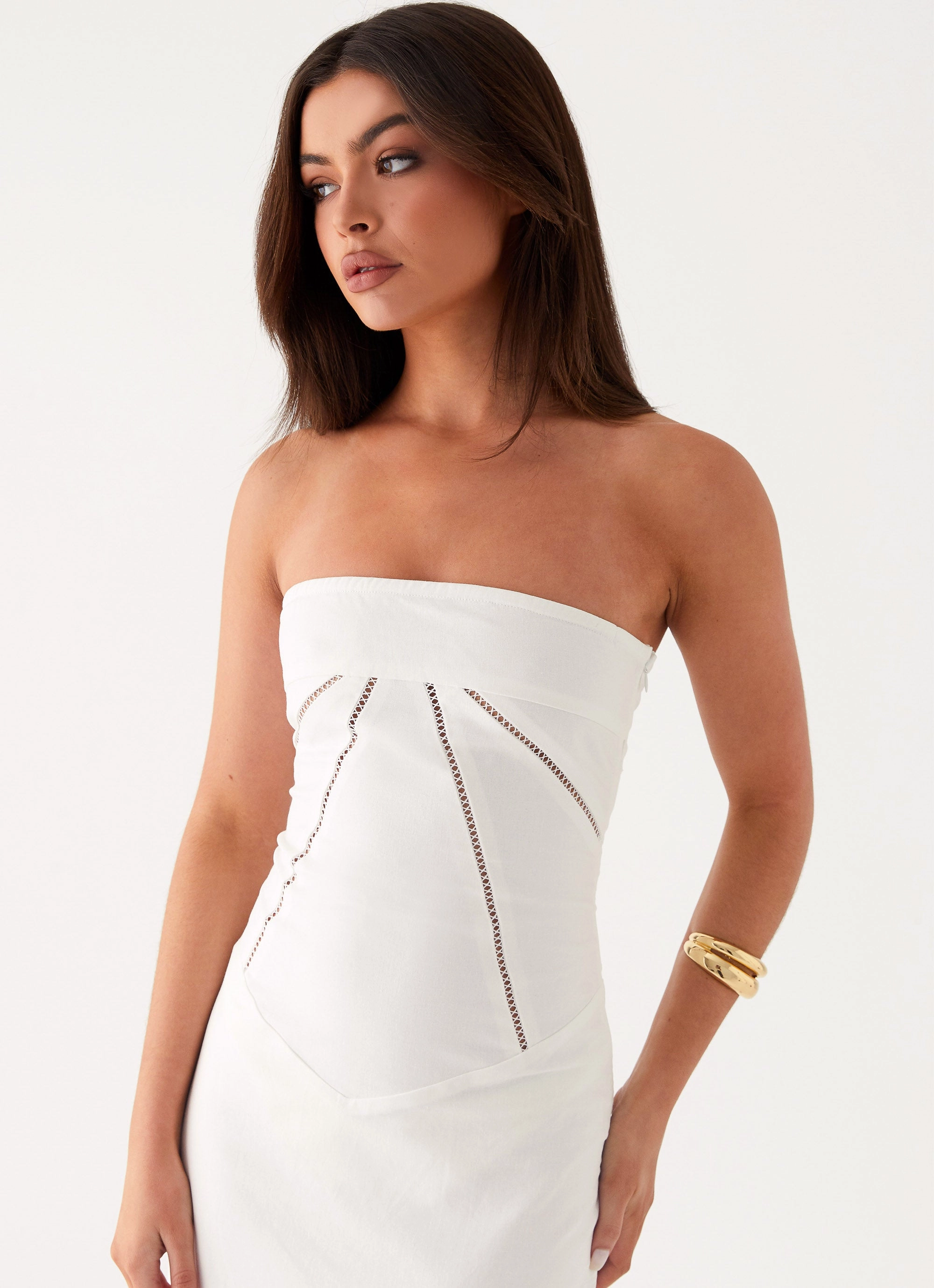Classy Look Cerisa Linen Maxi Dress - White