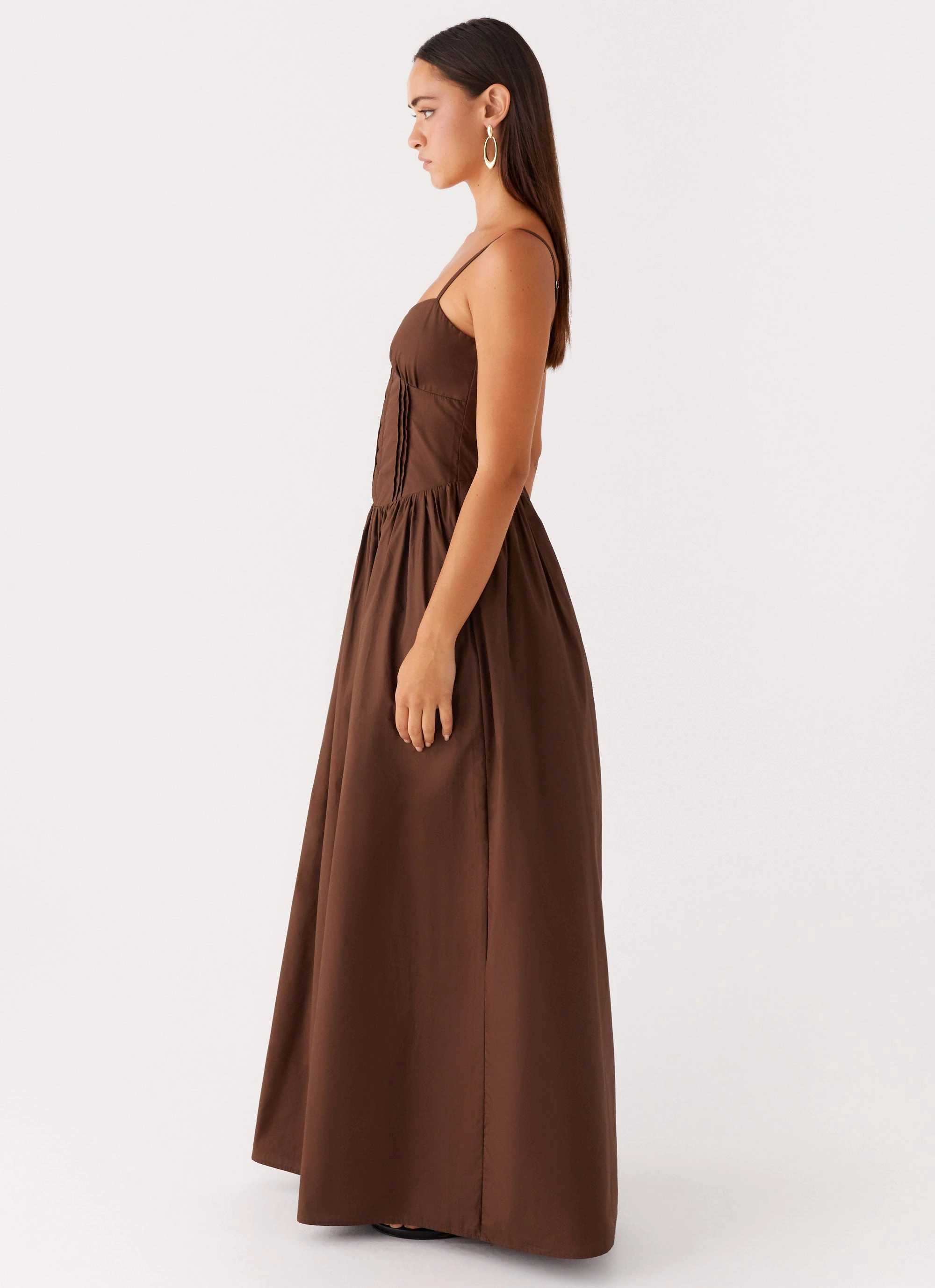 Dreamy Touch Comfy Detail Cerys Maxi Dress - Chocolate