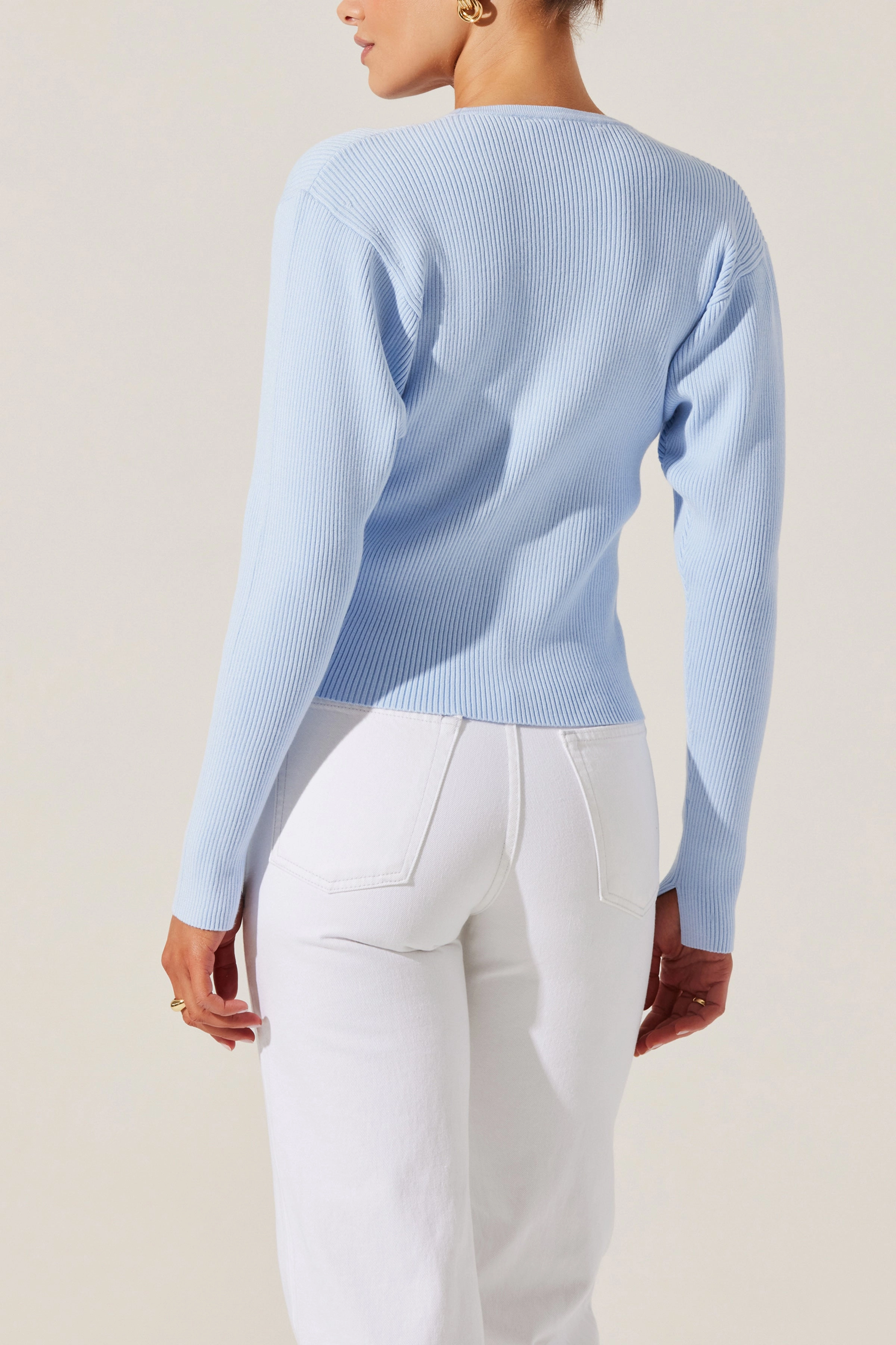 ASTR Delynn Cardi Sky Blue NonFade Dye