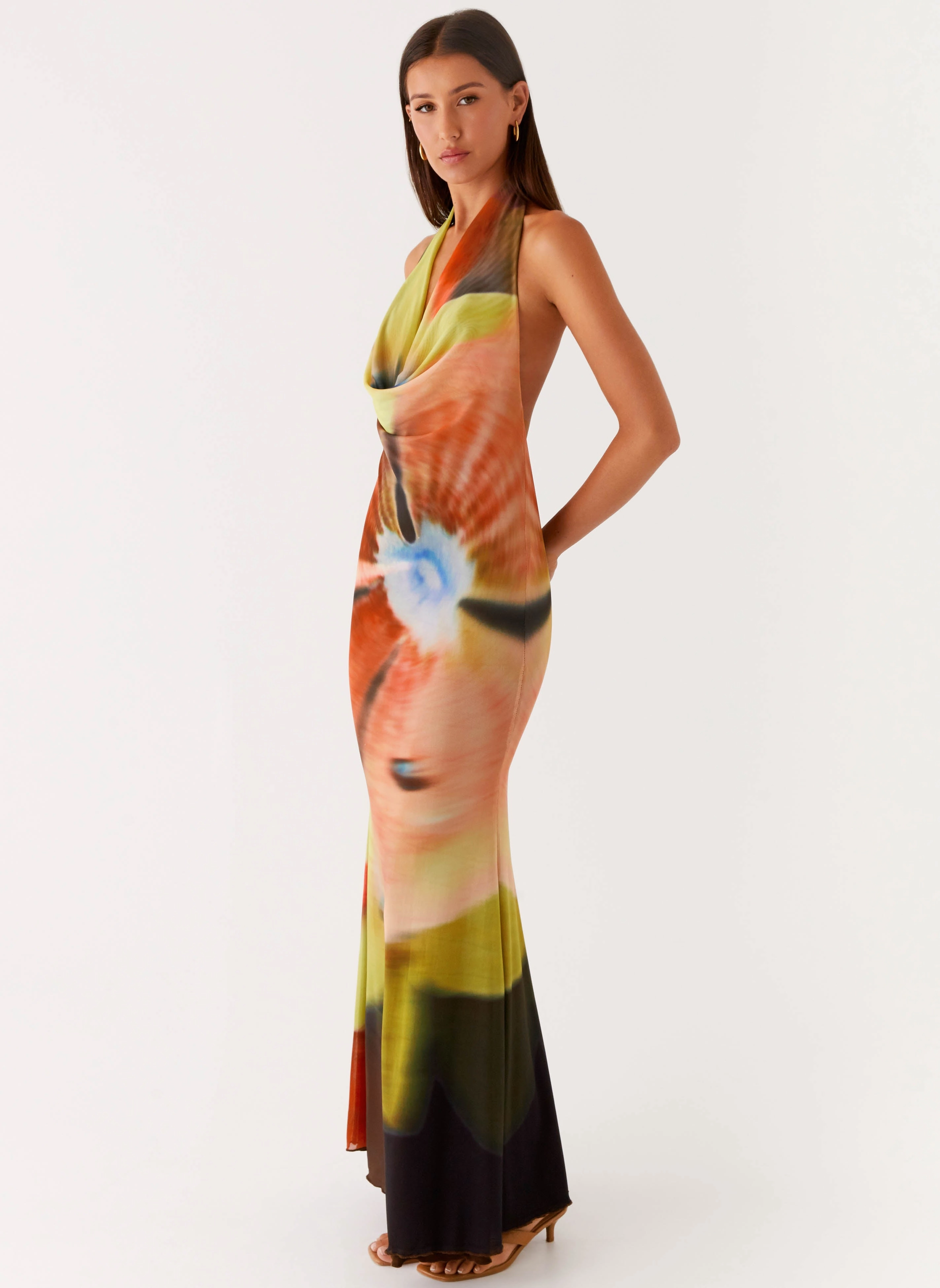 Raellia Maxi Dress - Moody Floral Modern Design Relaxed Waist