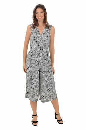 Chainlink Side Tie Surplice Sleeveless Jumpsuit Stretch-Recovery