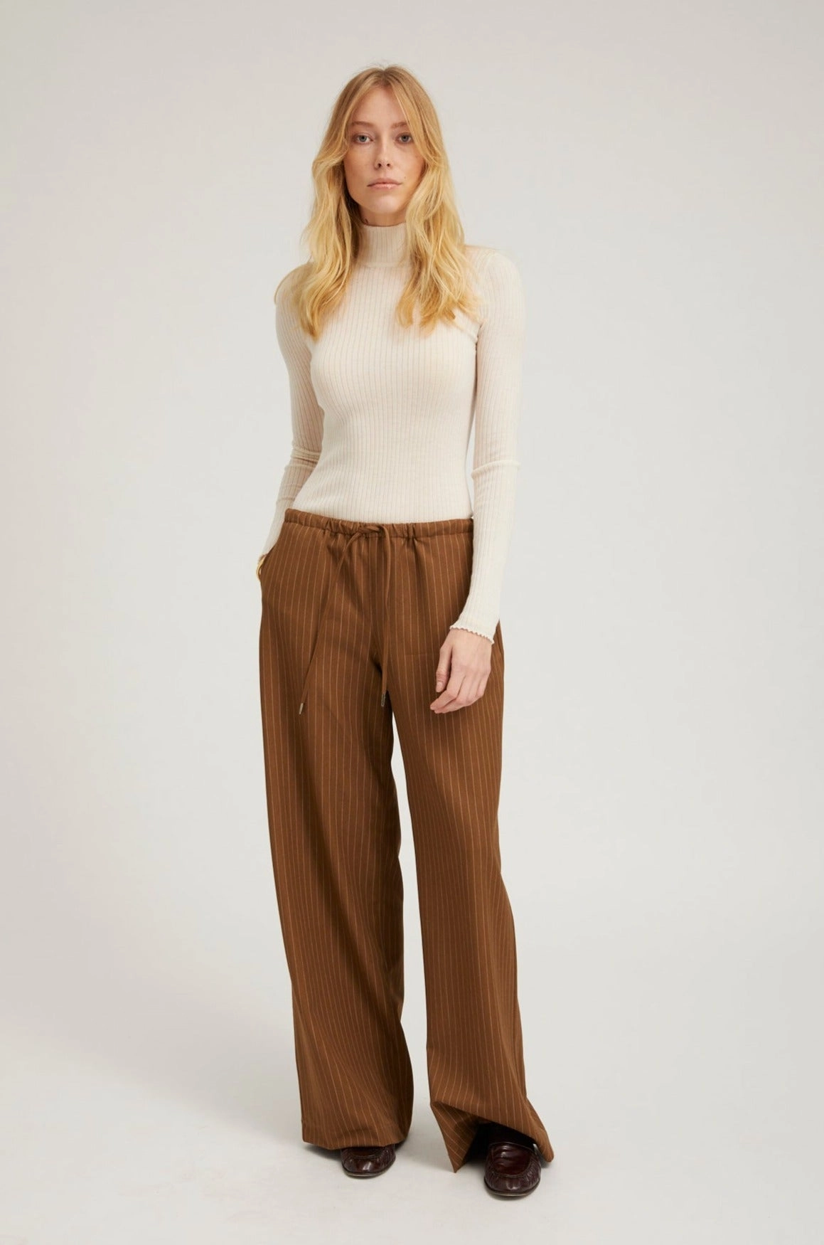 Chalk Cashmere Mock Neck MeshPanelIntegration