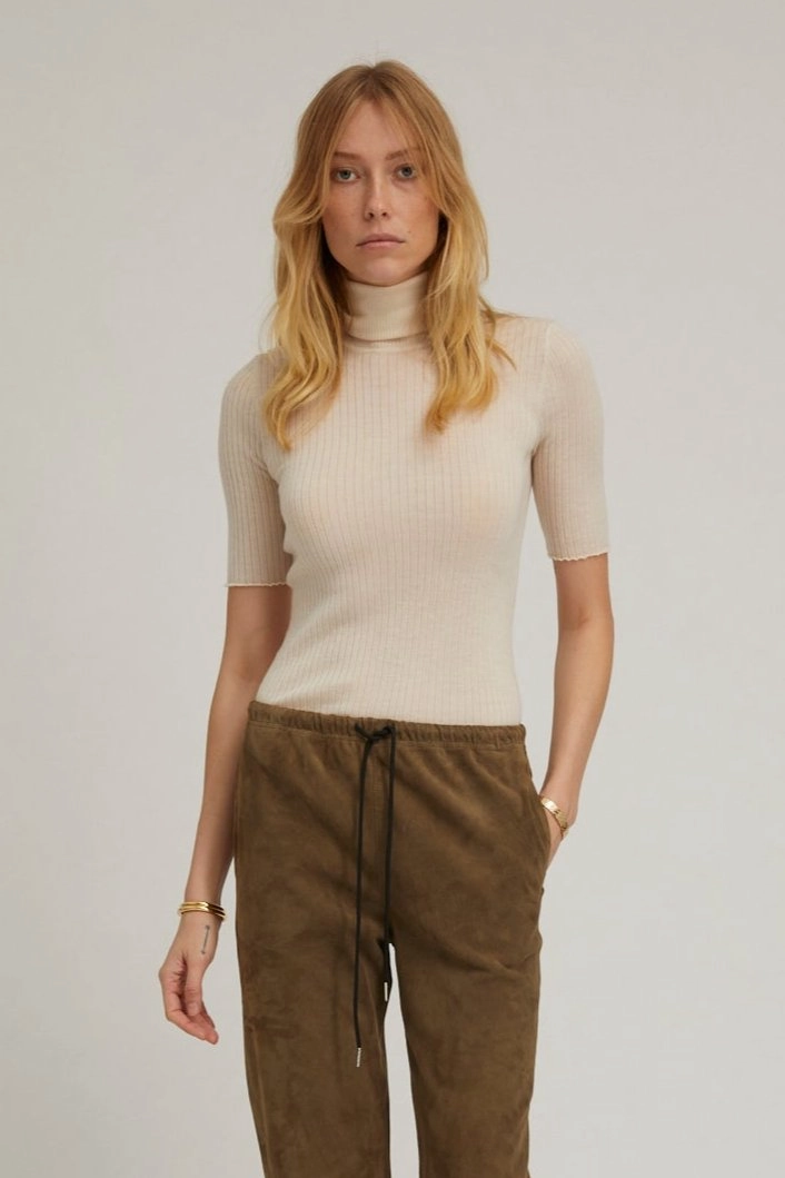 AdjustableDrawstring MeshPanelIntegration Chalk Cashmere Turtleneck