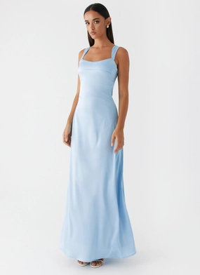 Comfy Flex Odette Satin Maxi Dress - Blue