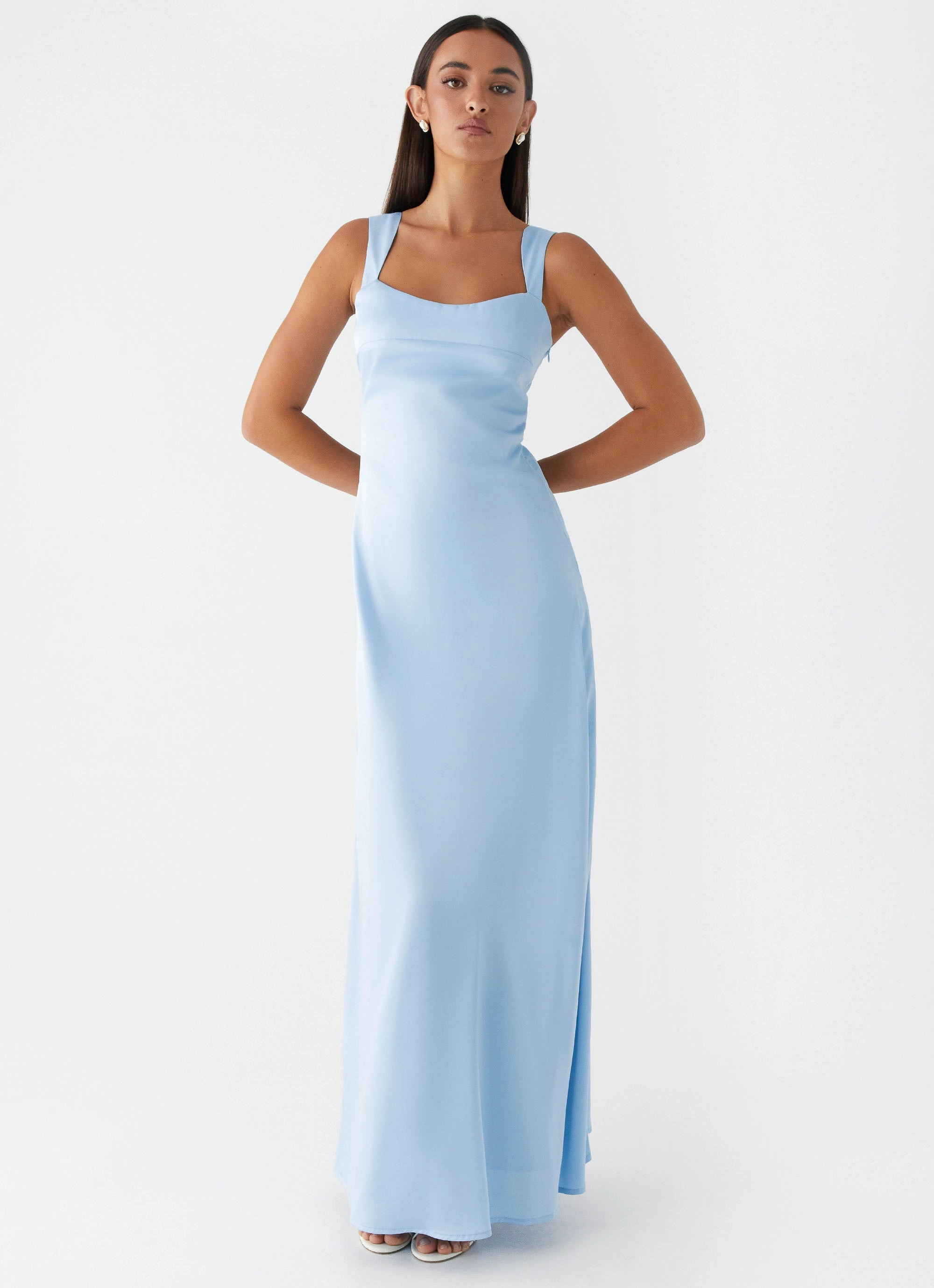 Classic Edge Odette Satin Maxi Dress - Blue