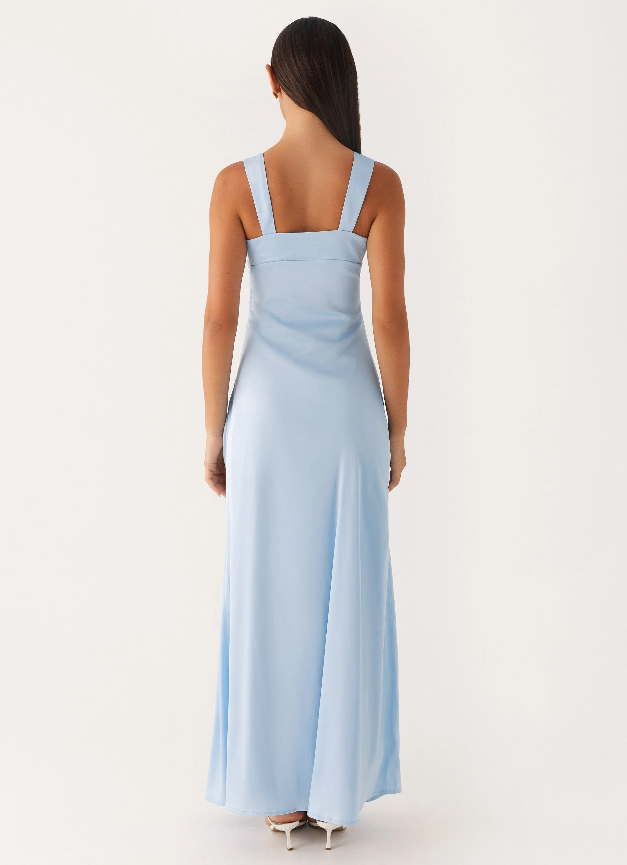 Odette Satin Maxi Dress - Blue Fall Mood Textured Layers