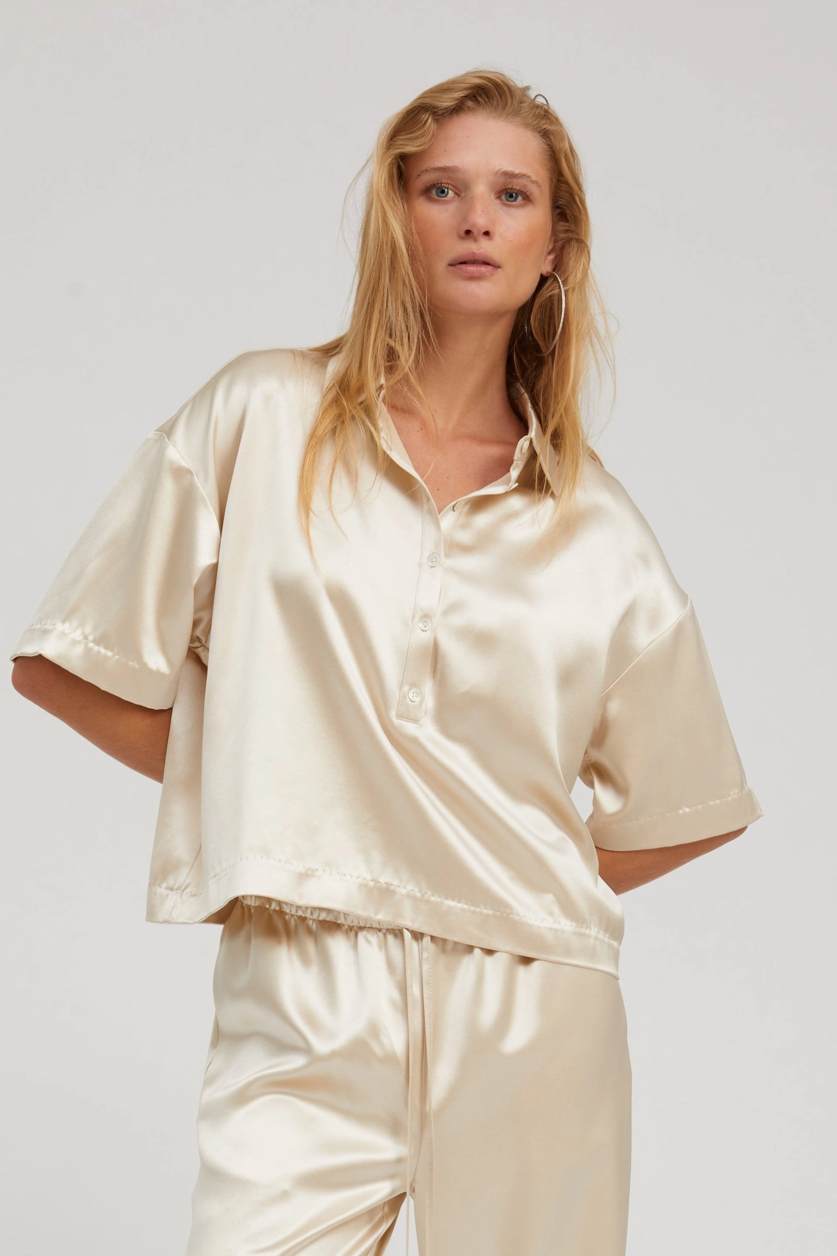 Tubular Body Construction LaserCutVents Champagne Silk Polo