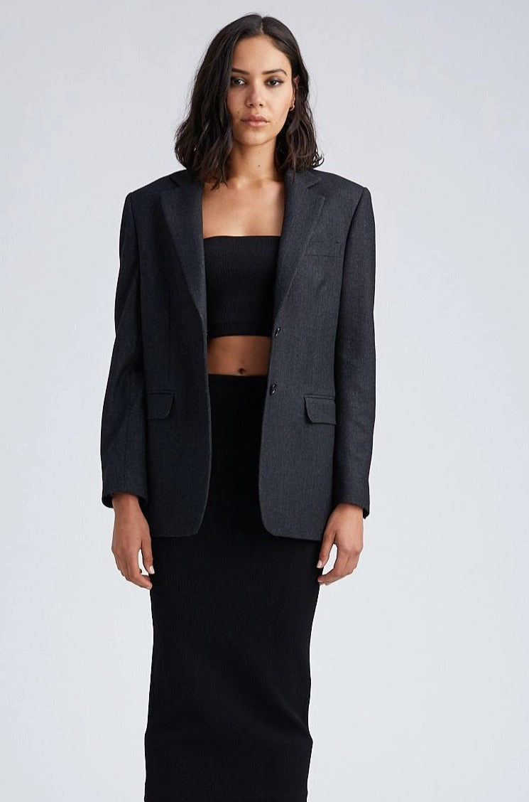 SoftInnerLayer Charcoal Wool Oversized Blazer