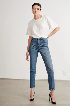 BondedHemline Noise Reduced Zipper Charlotte Skinny Straight Leg Denim