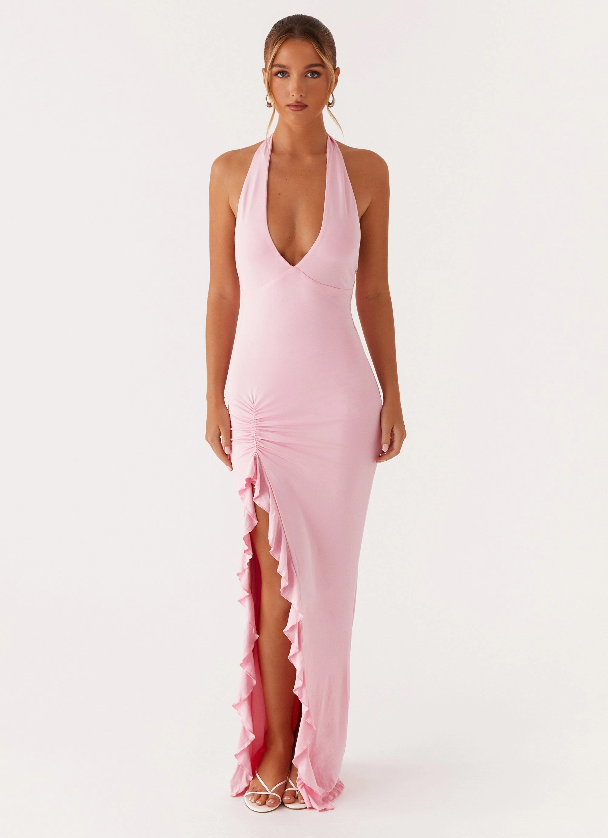 Charmed By You Maxi Dress - Pink Neat Finish Dress for brunch