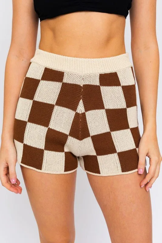 Checkered Crochet Shorts