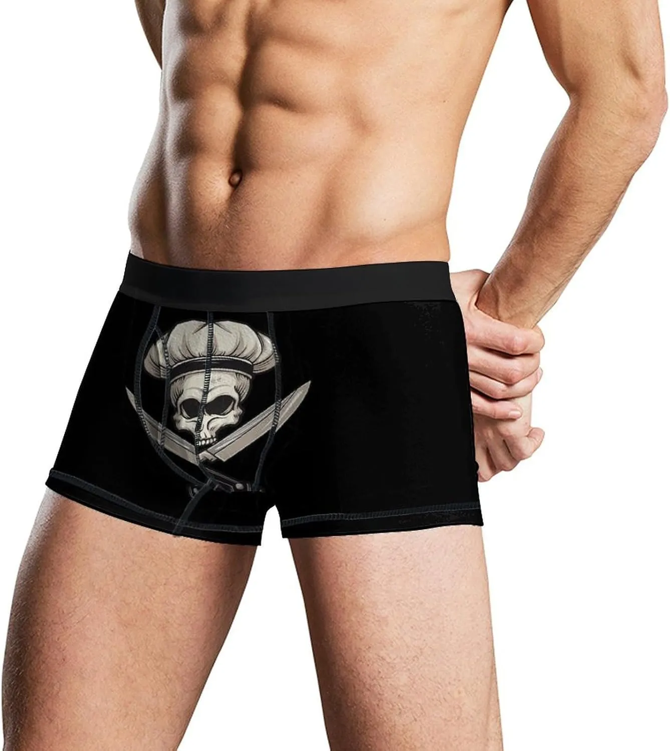 Chef Skull Mens Boxer Brief Funny Underwear Trunks Breathable Soft Printed Shorts