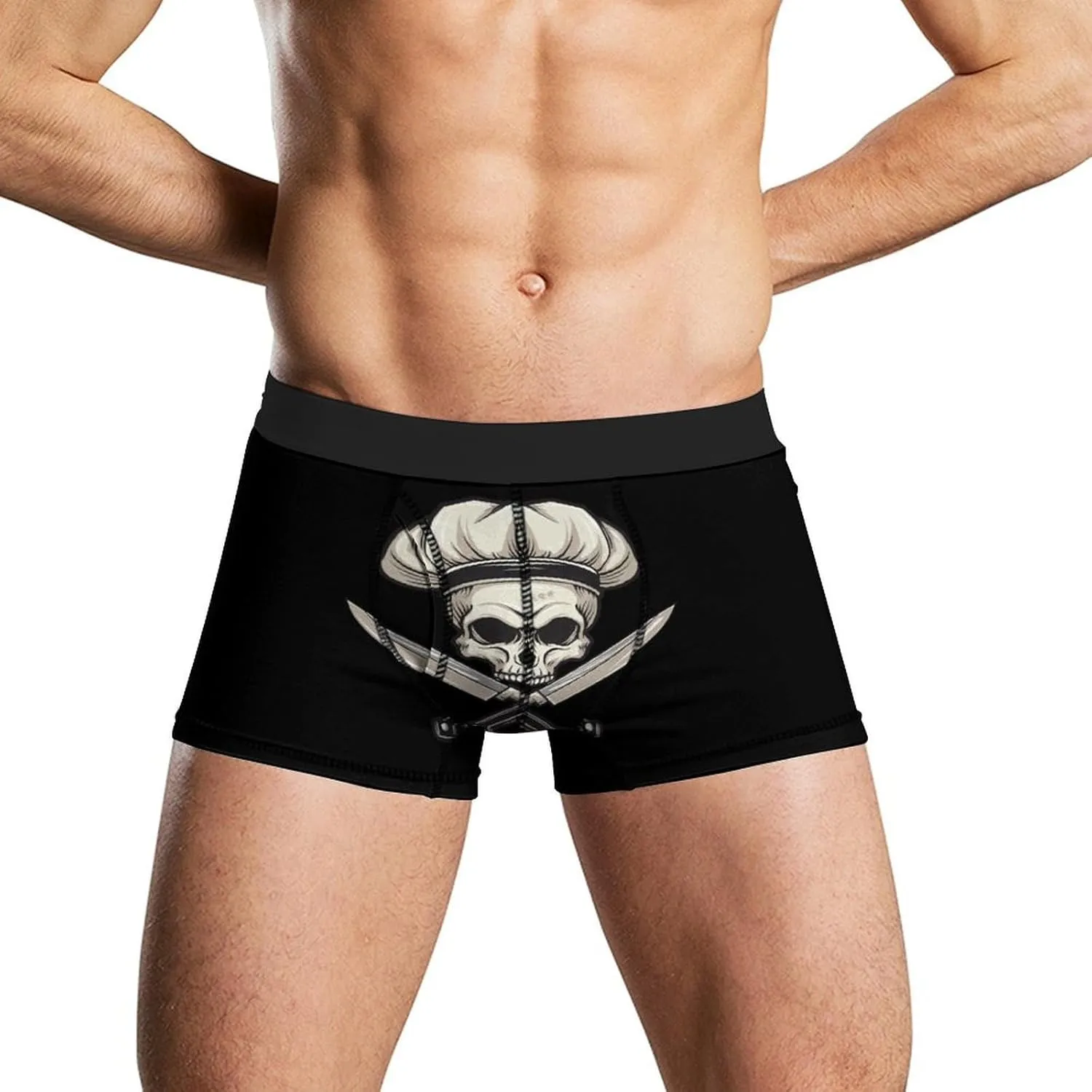 Chef Skull Mens Boxer Brief Funny Underwear Trunks Breathable Soft Printed Shorts