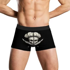 Chef Skull Mens Boxer Brief Funny Underwear Trunks Breathable Soft Printed Shorts