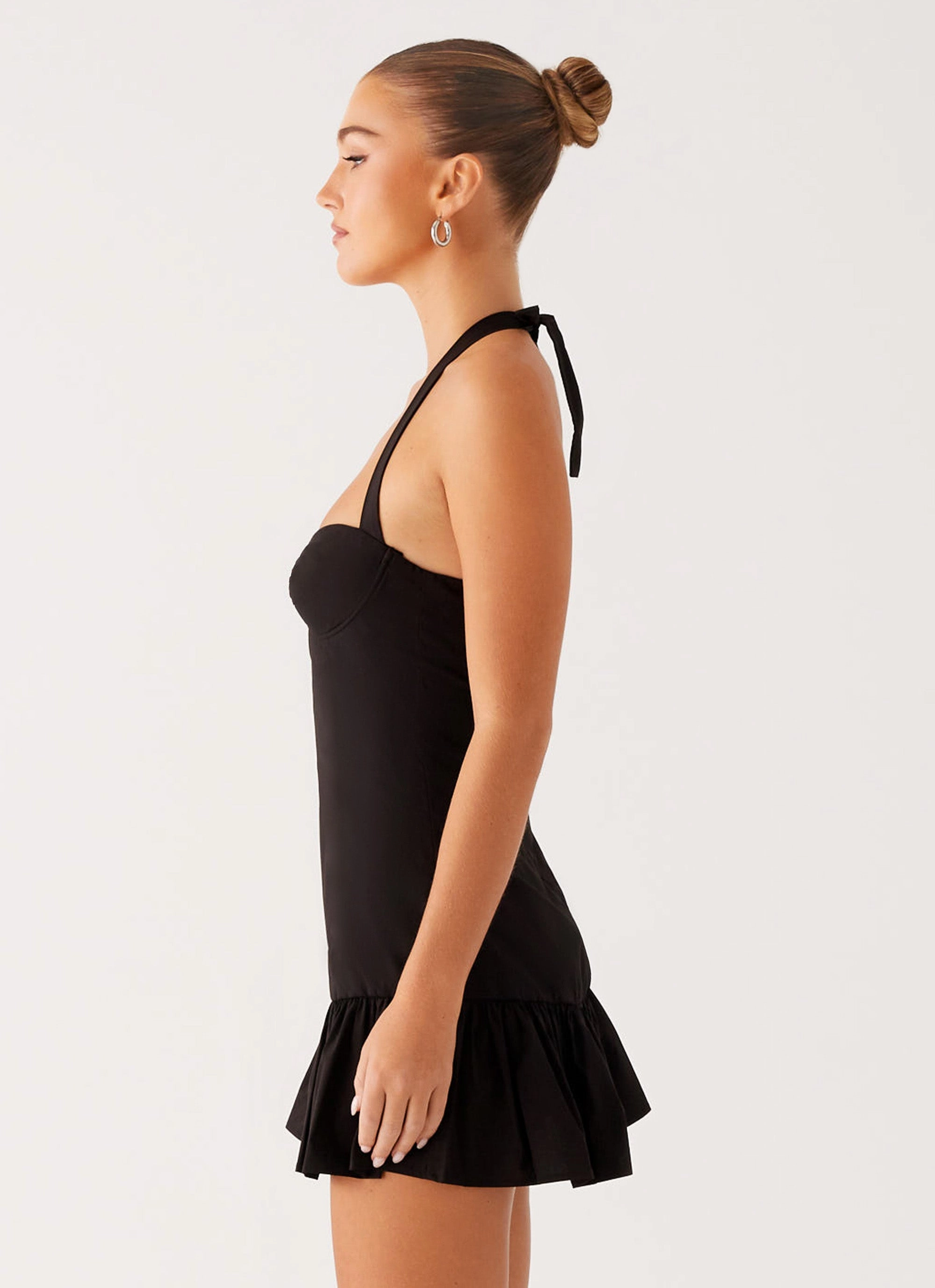 Monochrome Mood Cozy and Comfortable Cheryl Bustier Mini Dress - Black