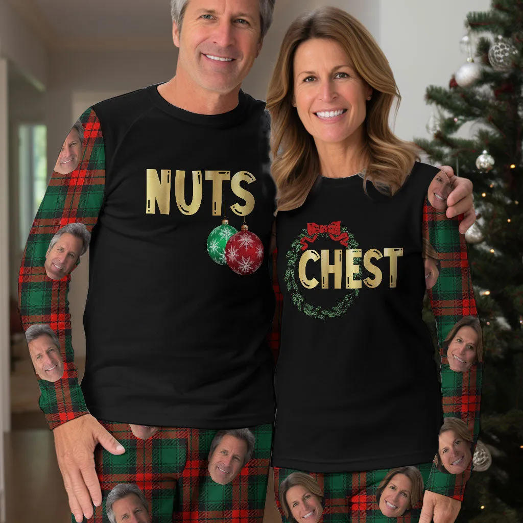 Chest Nuts Funny Christmas Couples - Personalized Photo Pajamas