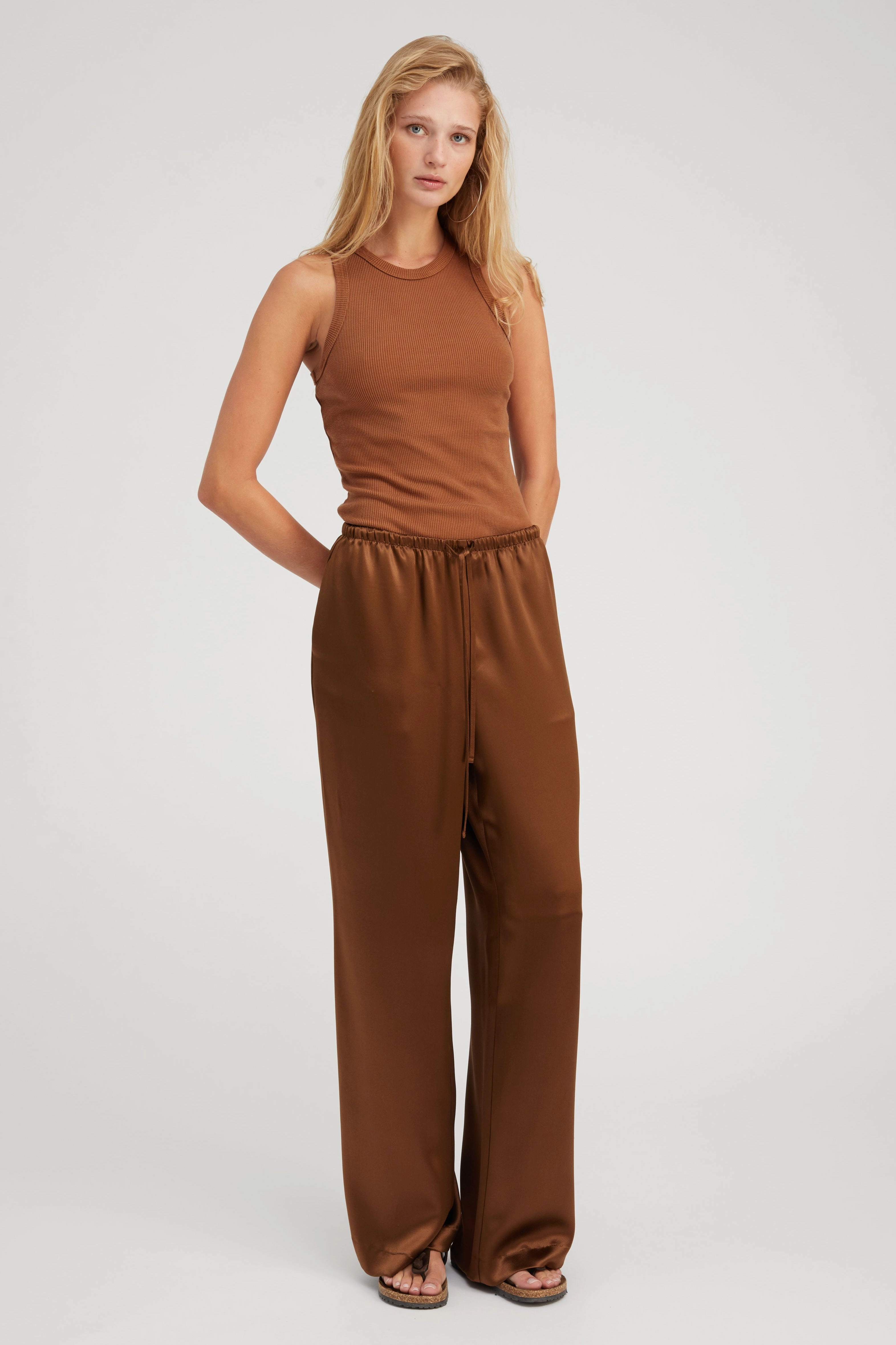 Relaxed Dress Chestnut Rib Racer Tank