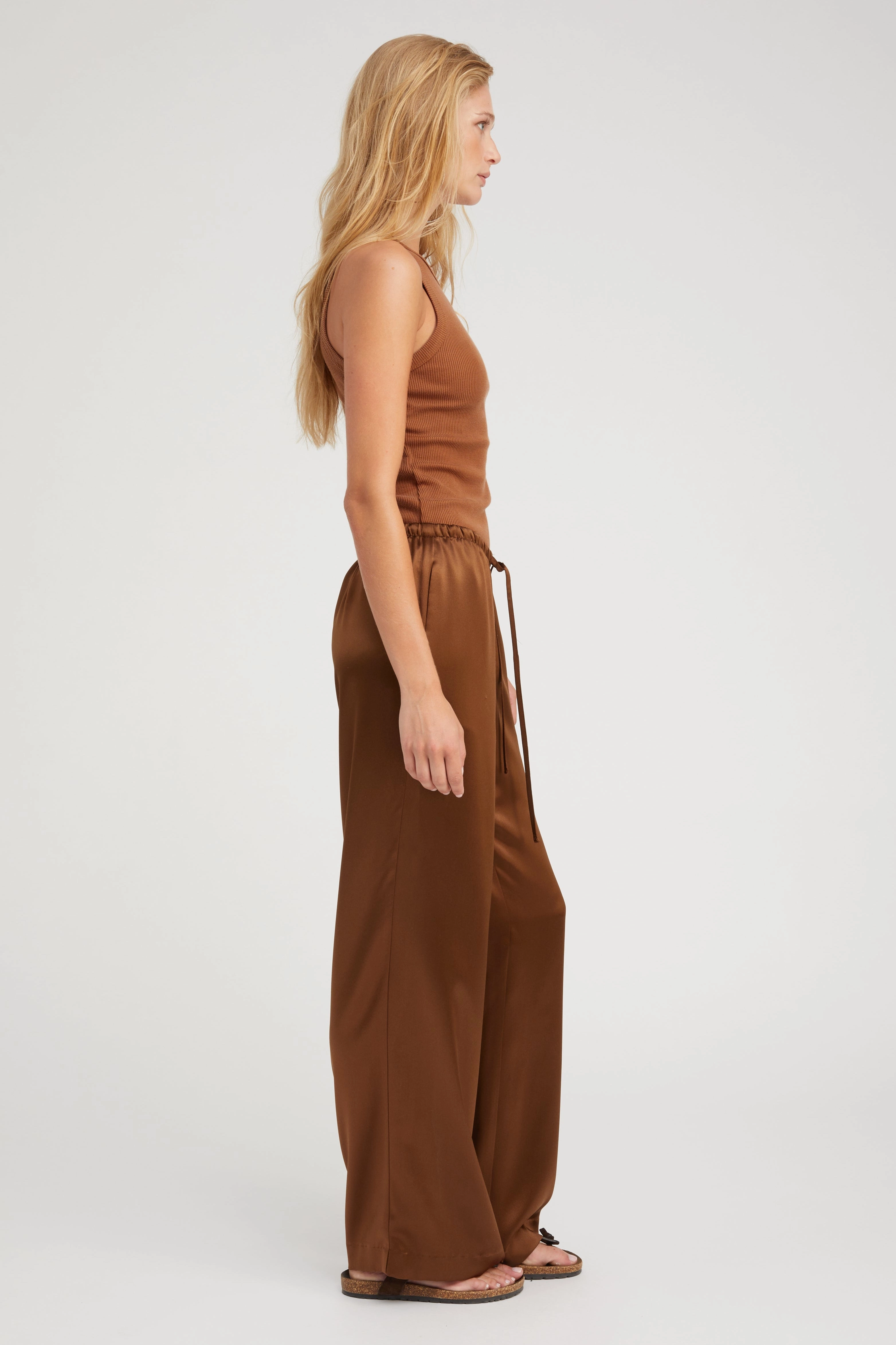 YarnBlend Drop Shoulder Chestnut Rib Racer Tank