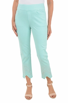 Chevron Rhinestone Denim Ankle Pant Breathable Layer Fit