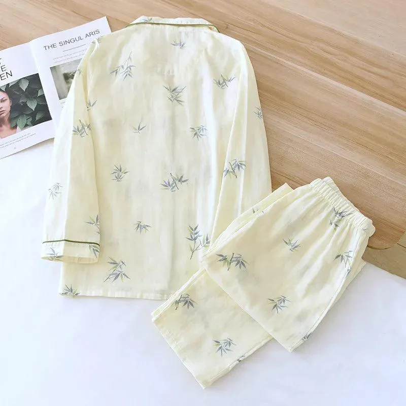 Chic and Comfy Women's Cotton Pajama Set - Breathable Long-Sleeve Sleepwear