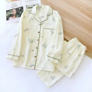Chic and Comfy Women's Cotton Pajama Set - Breathable Long-Sleeve Sleepwear