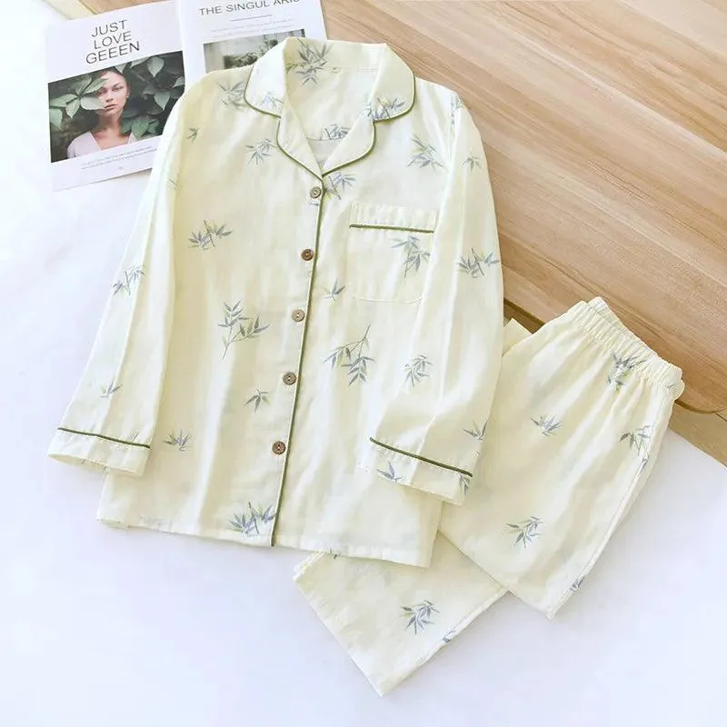 Chic and Comfy Women's Cotton Pajama Set - Breathable Long-Sleeve Sleepwear