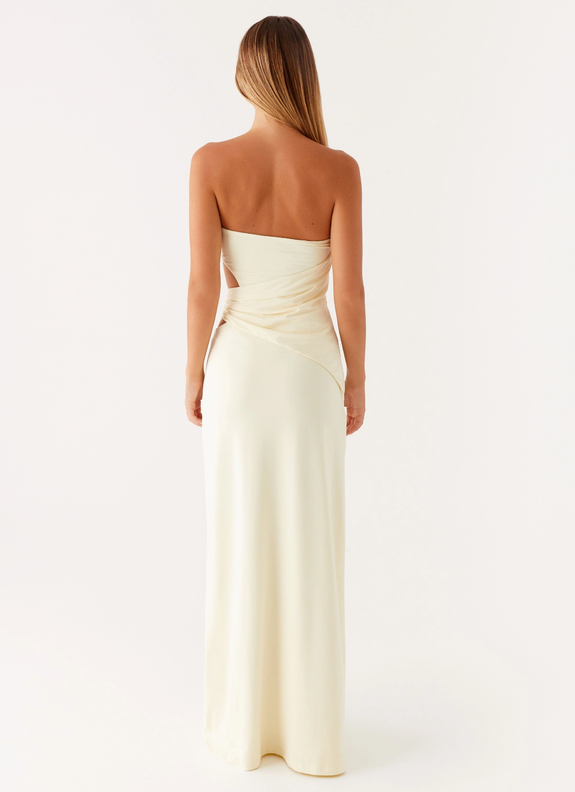 Velvet-Sleeve Coastal Chic Anetta Maxi Dress - Yellow