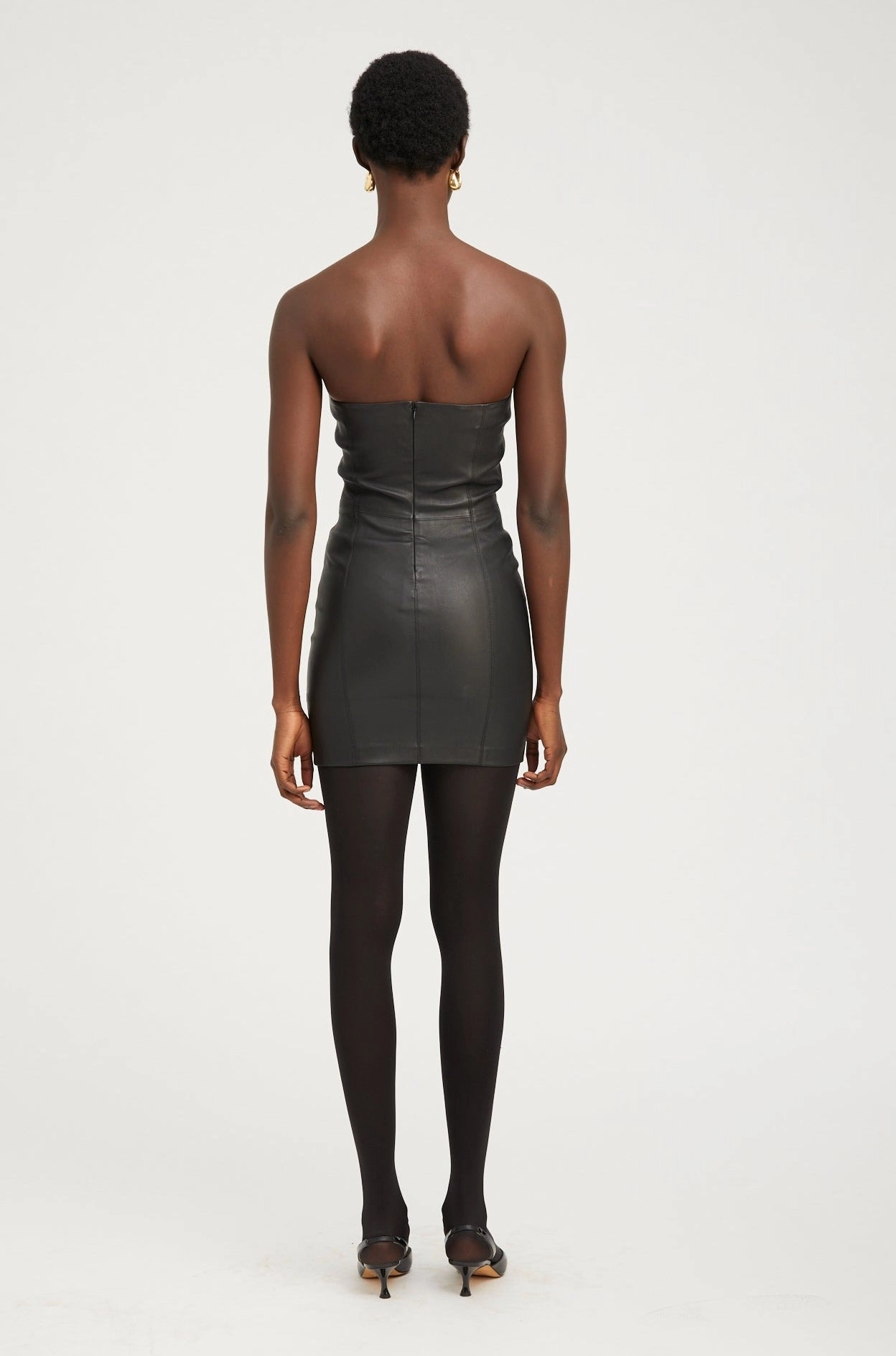 Black Leather Strapless Dress Country View