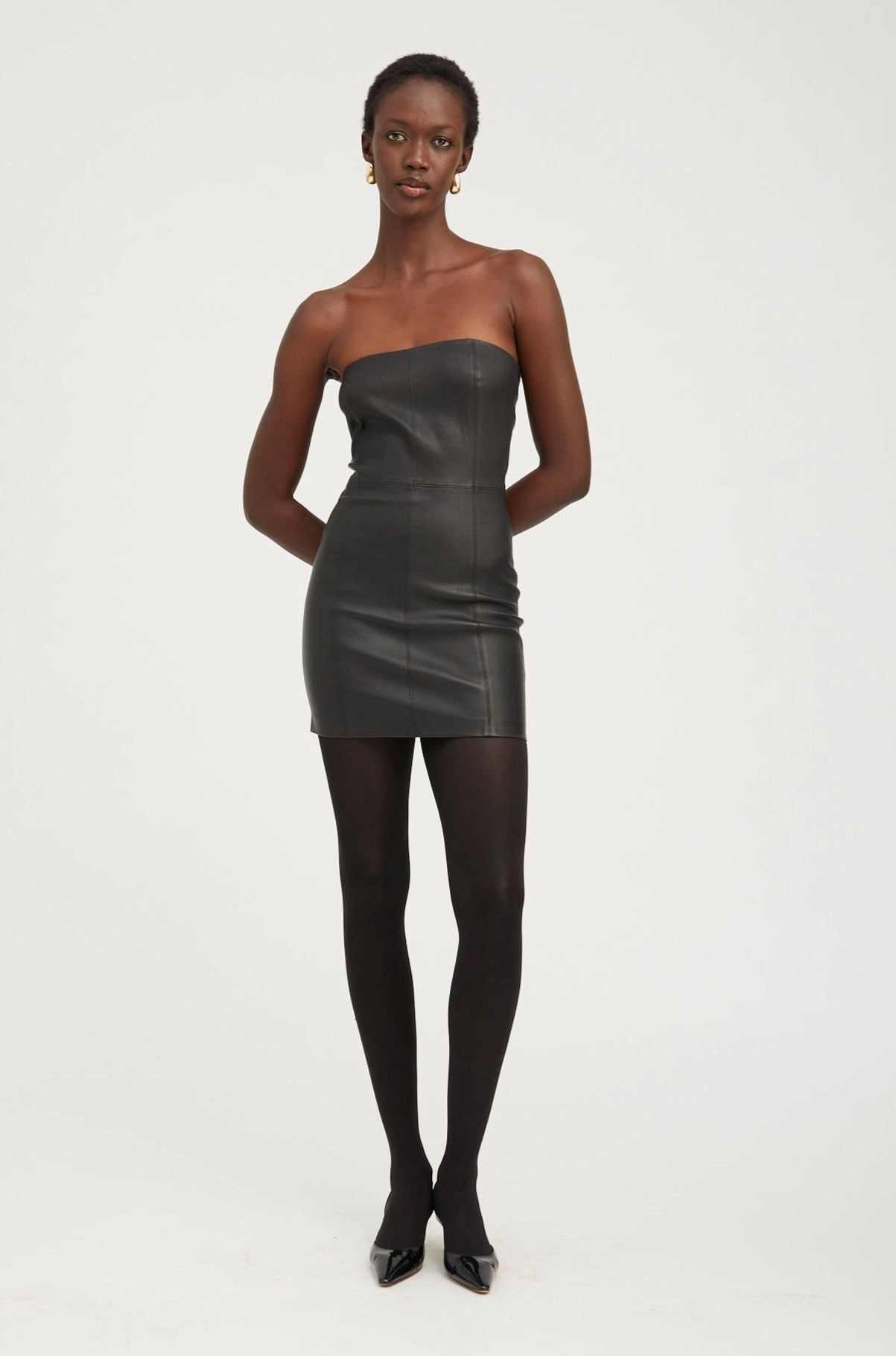 Black Leather Strapless Dress Summer Air Vibe Choice